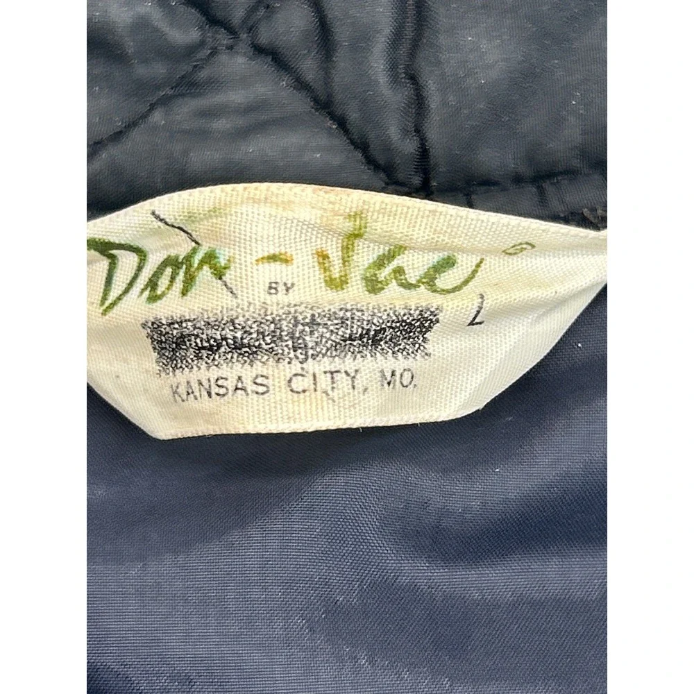 Vintage Don-Jac Quilted Jacket Mens L Black Zip Up Diamond Pattern Workwear